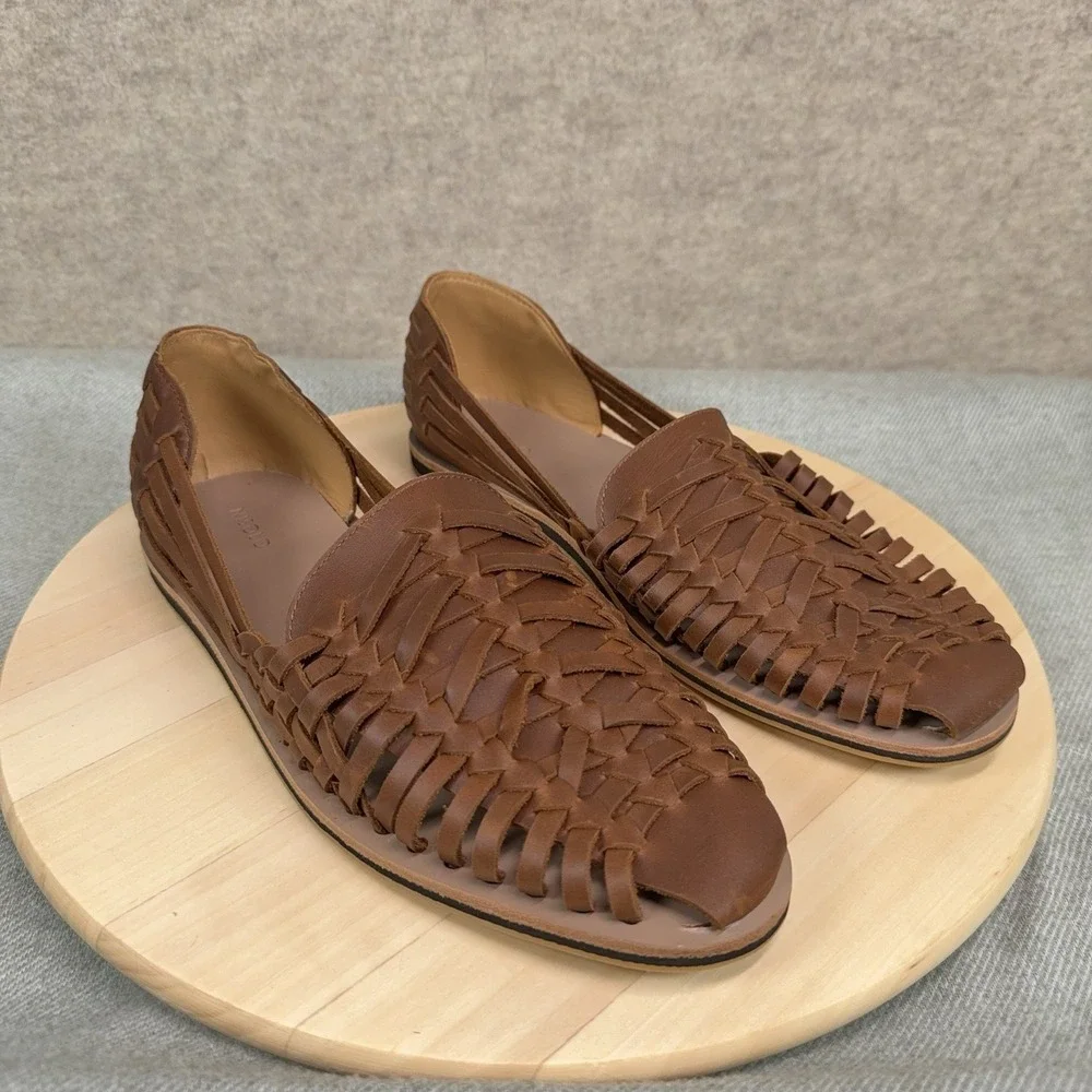 Nisolo Huarache Sandal 2.0 Brown Leather Woven Mens Size 11.5 Summer Resort